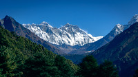 Mount Everest (tallest peak in back) from Namche